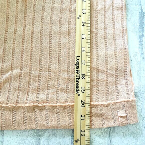 Free People We The Free Peach Krystal Ribbed Elbow Sleeve Collared Polo Shirt S - Picture 7 of 12